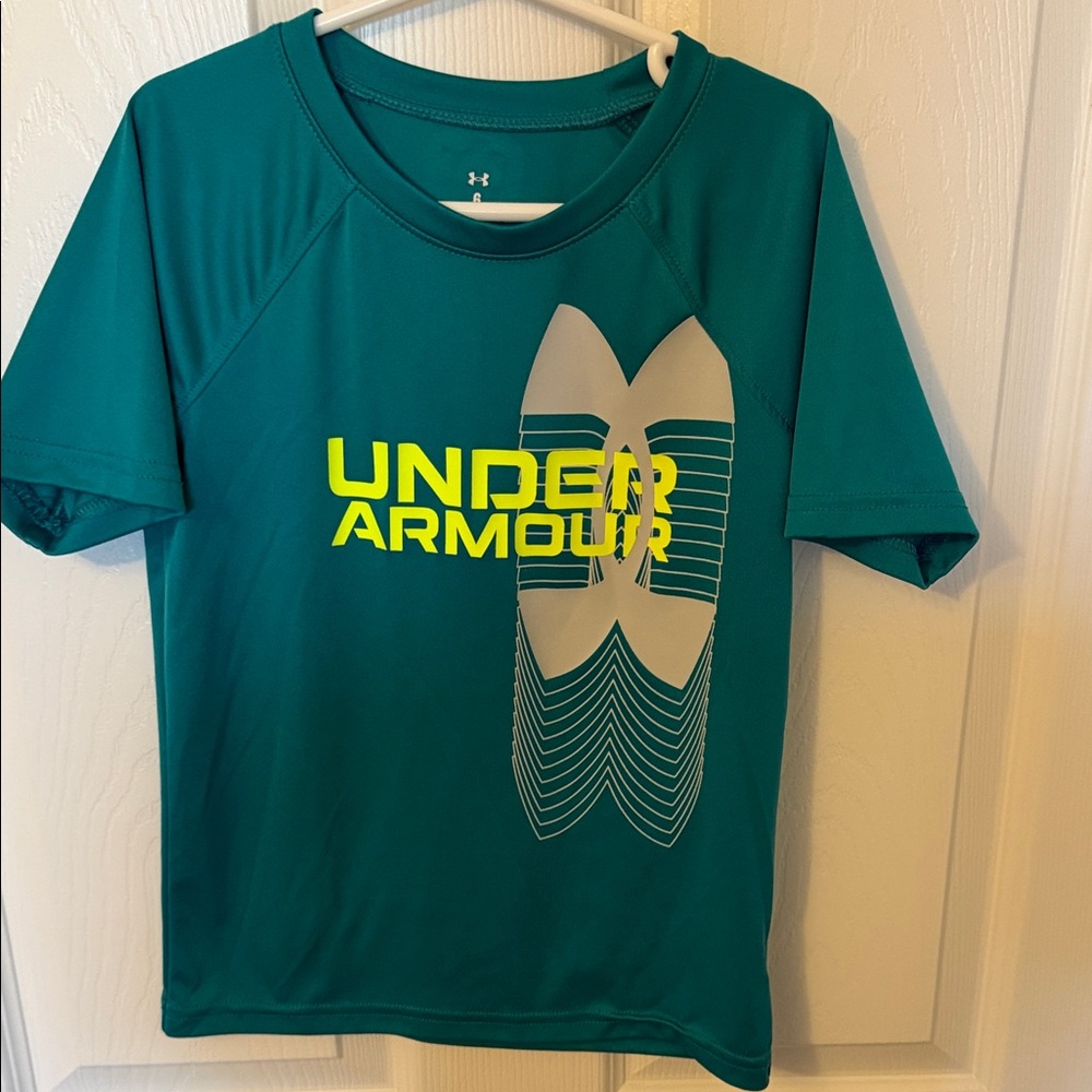 Under Armour Teal Shirt with Yellow Graphic